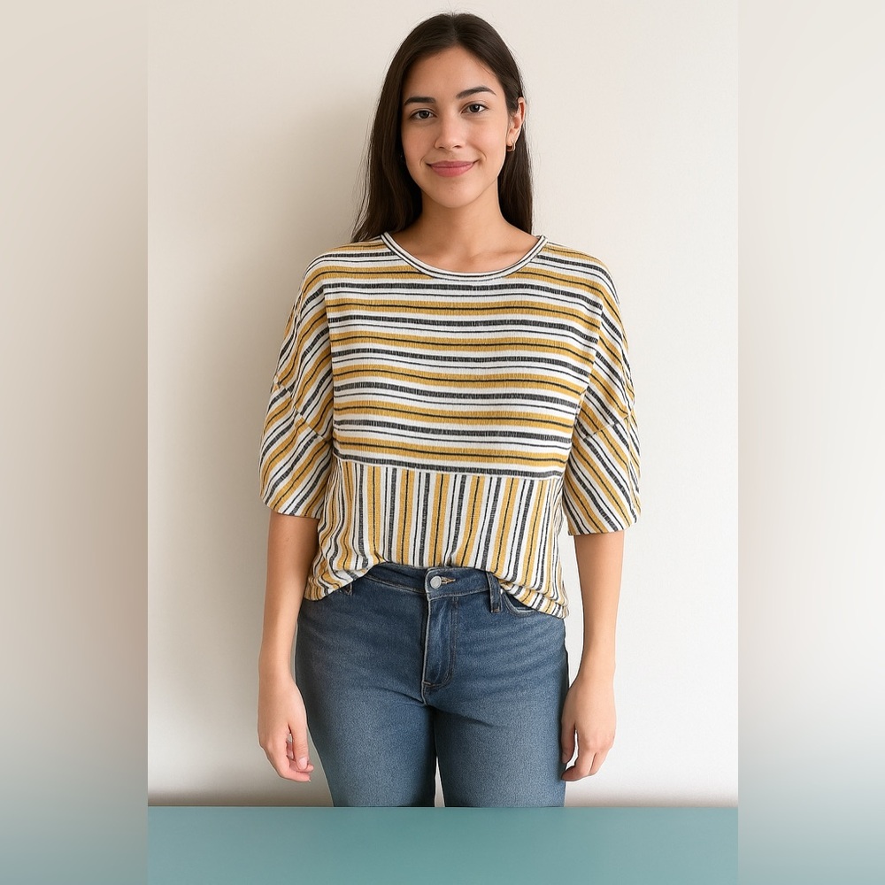 Max Studio Cream Boxy Pleated Blouse